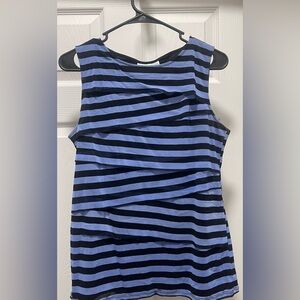 Dana Buchman Blue and Black Striped Tank Top